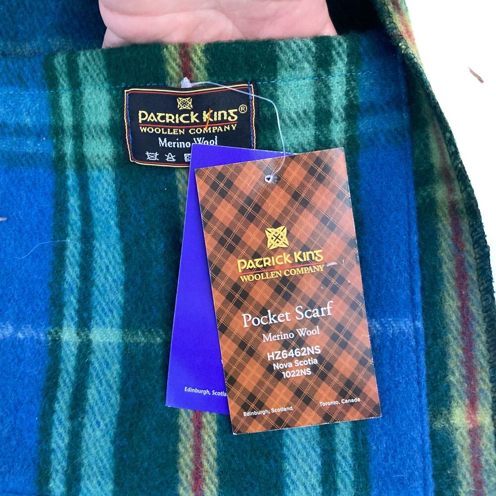 Patrick King Merino Wool Tartan Pocket Scarf Scottish Heritage Coastal Prep Wrap - Picture 13 of 14